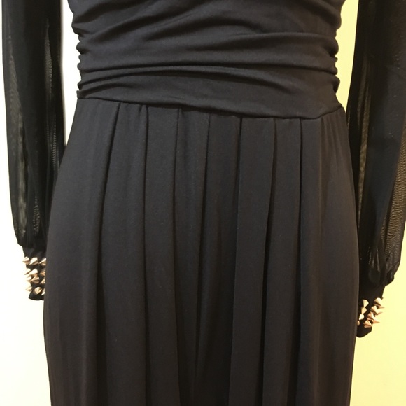 Studded Cuff Sheer Long Sleeve Wide Leg Jumpsuit - Picture 5 of 5